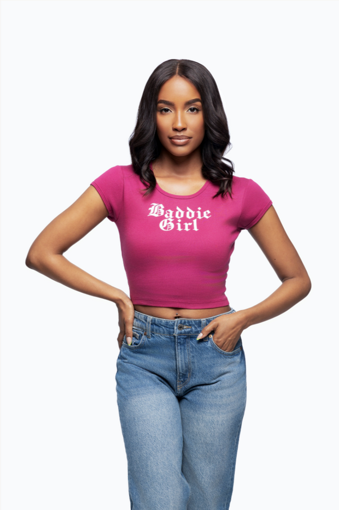 Baddie Girl Baby Rib Short Sleeve Crop Tee