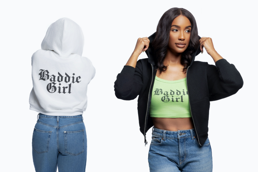 Baddie Girl Fleece Cropped Zip-Up Hoodie
