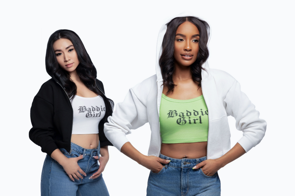 Baddie Girl Fleece Cropped Zip-Up Hoodie